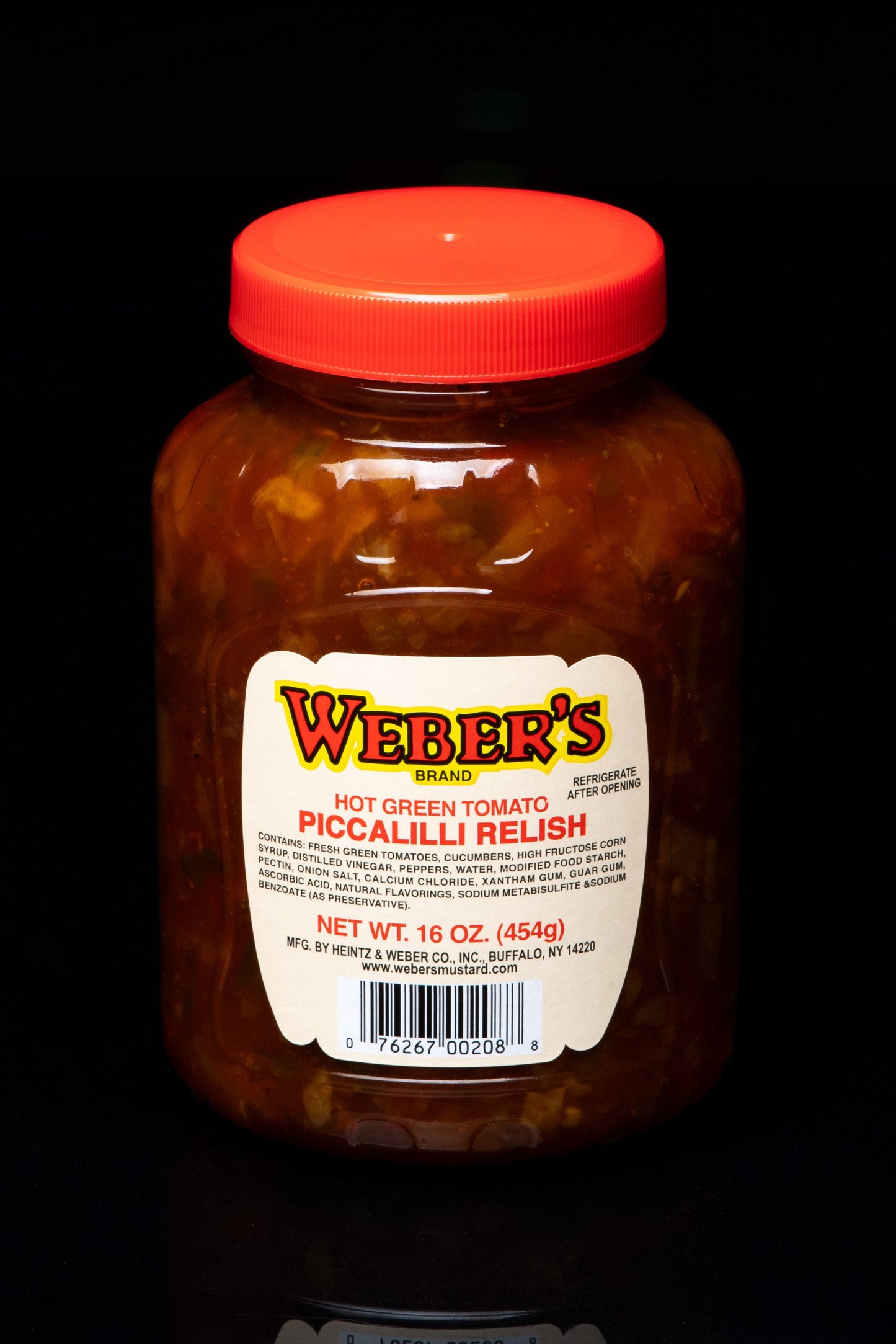 Weber's Brand Hot Green Tomato Piccalilli Relish. Net WT. 16 OZ. (454g).