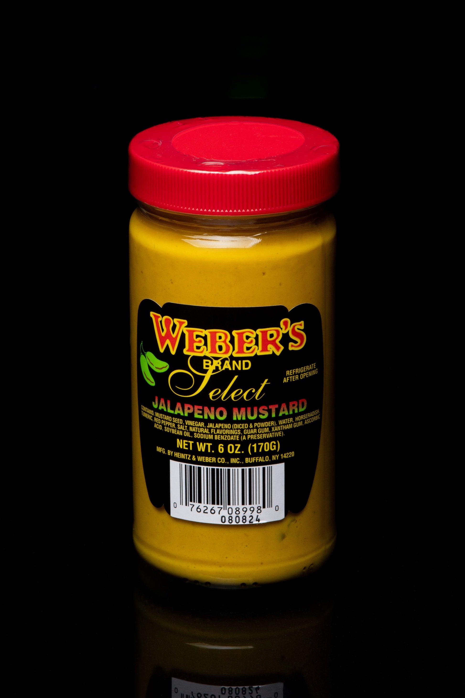 Weber's Brand Jalapeño Mustard. Net WT. 6 OZ. (170G).